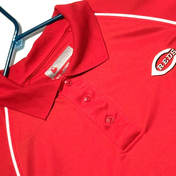 Reds Baseball Vibrant Red Polo Shirt Size M Great Condition - Picture 2 of 7